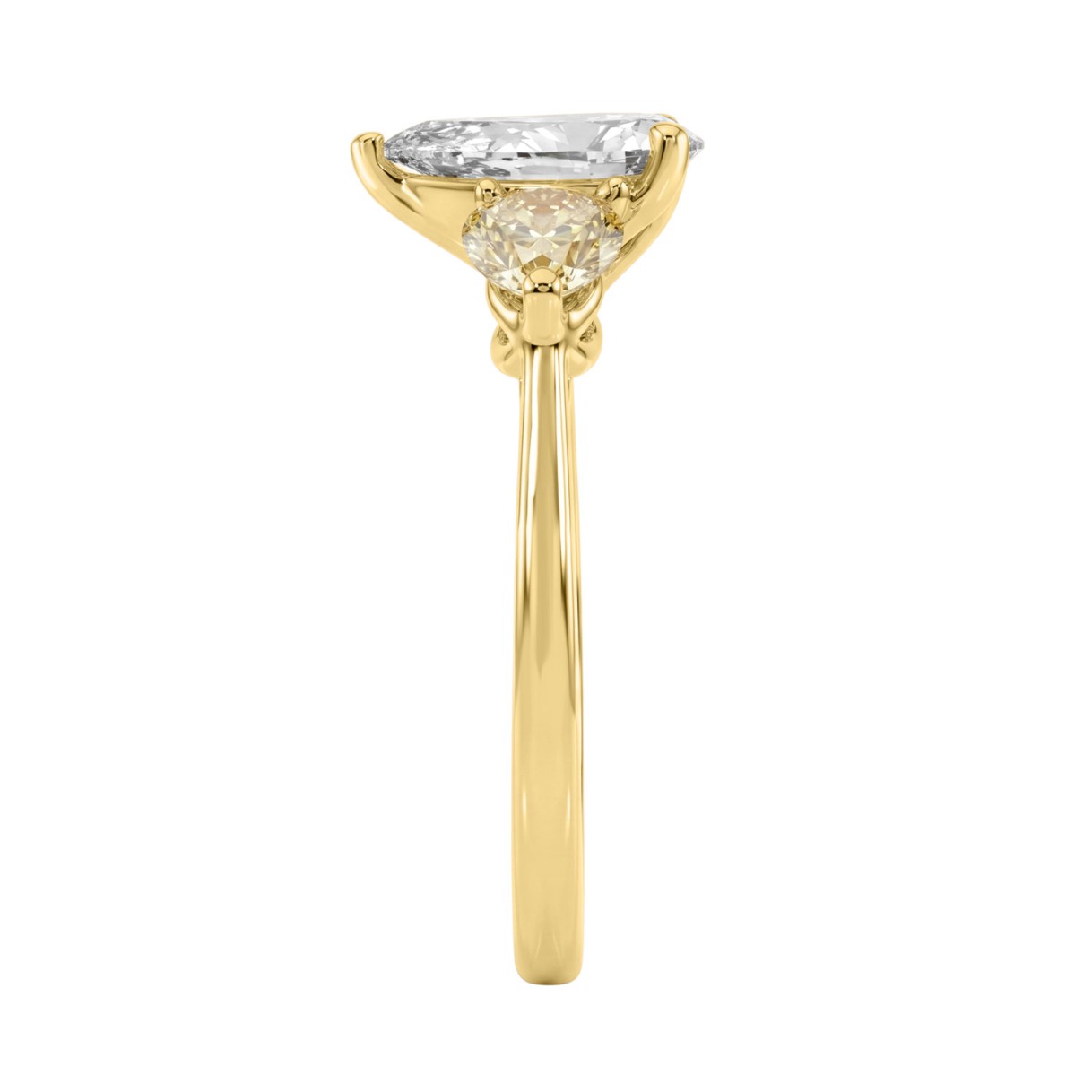 14K YELLOW GOLD 2 1/4CT YELLOW PEAR DIAMOND LADIES RING (CENTER STONE PEAR DIAMOND 1 1/5CT)