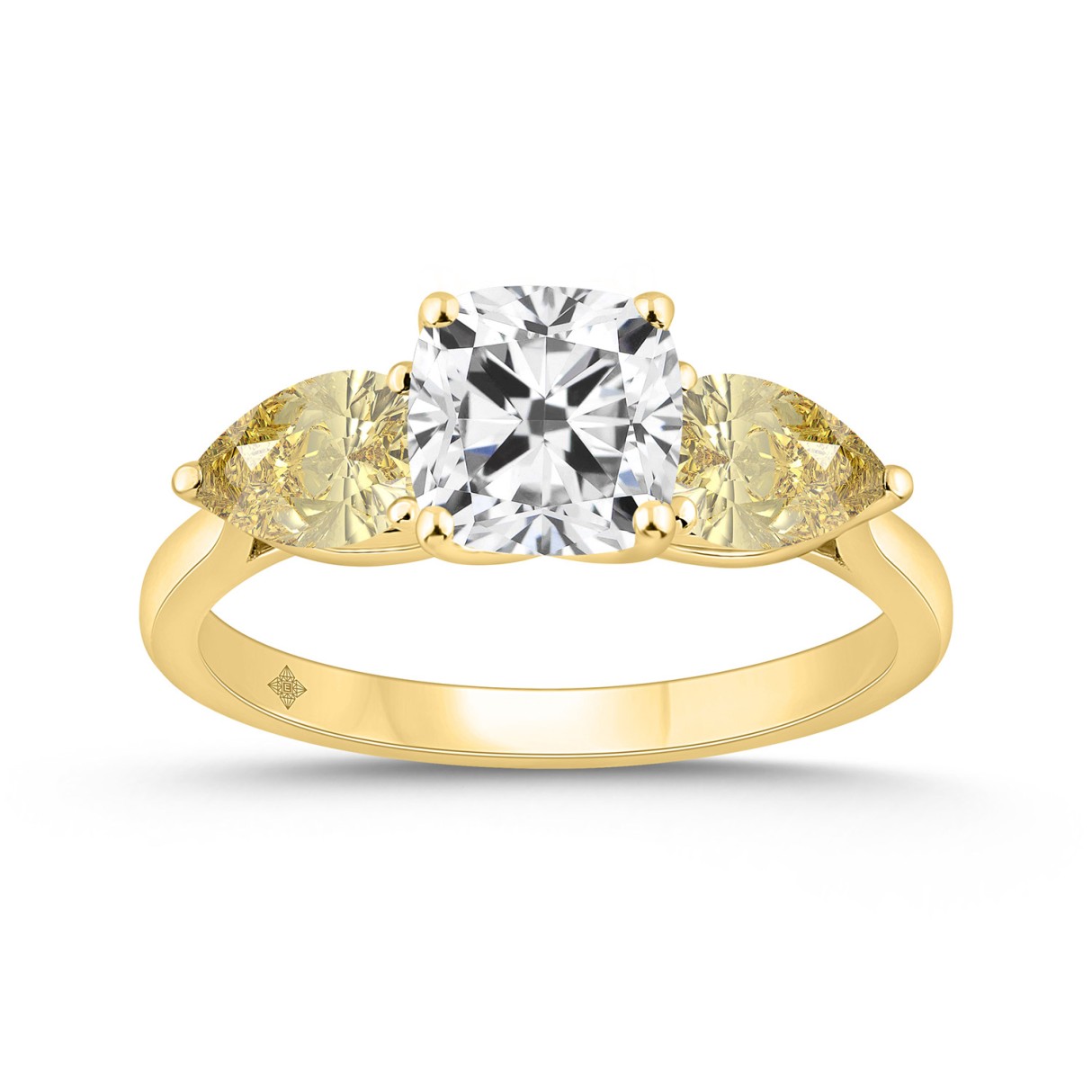 14K YELLOW GOLD 2 5/8CT CUSHION/PEAR DIAMOND LADIE...