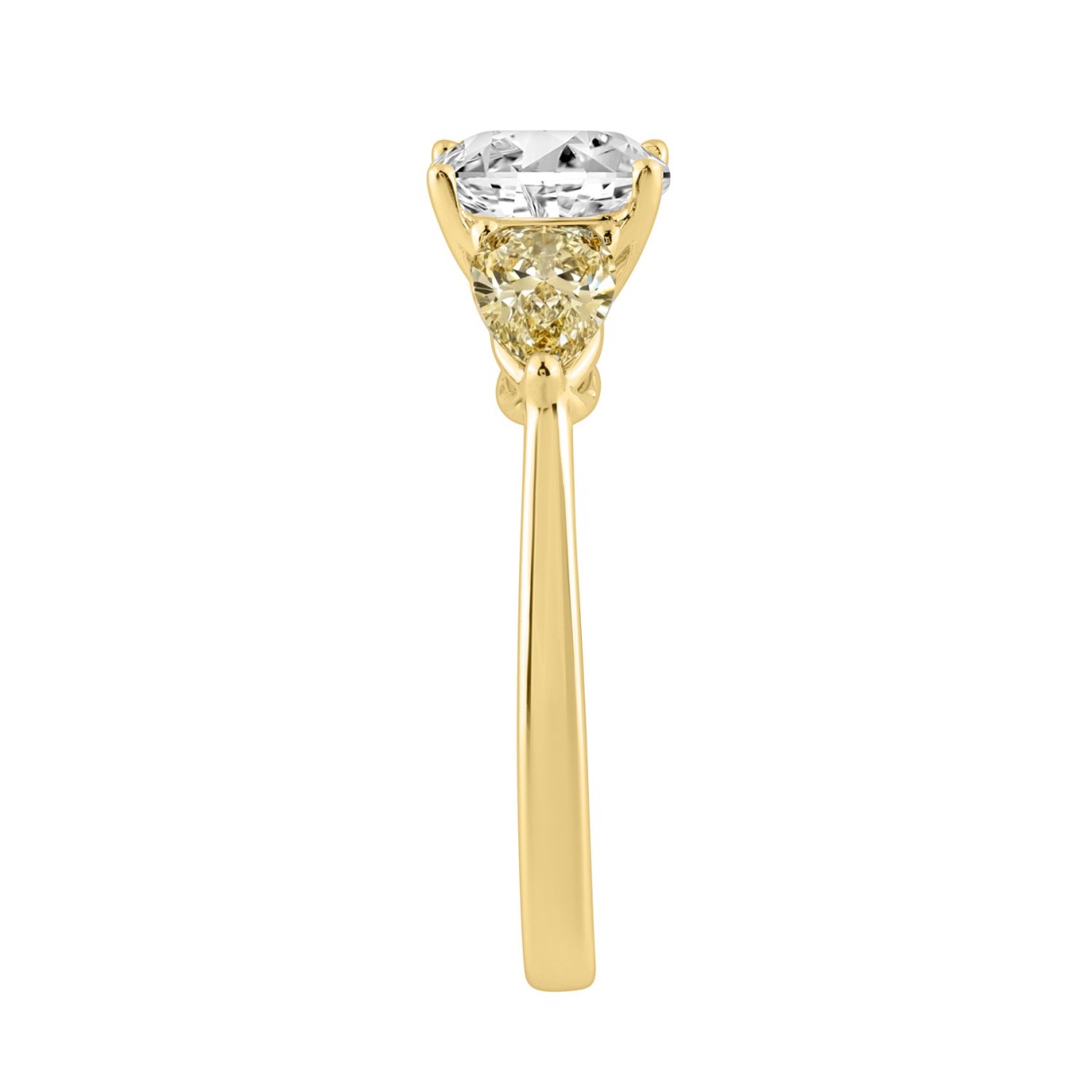 14K YELLOW GOLD 2 5/8CT CUSHION/YELLOW PEAR DIAMOND LADIES RING (CENTER STONE CUSHION DIAMOND 1 1/2CT)