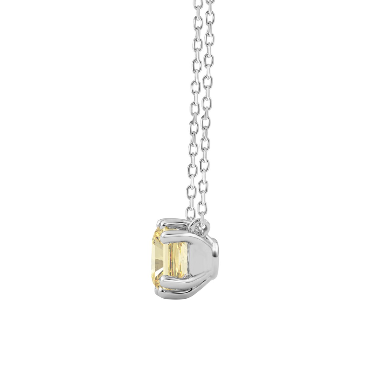 14K WHITE GOLD 1.00CT YELLOW CUSHION DIAMOND LADIES PENDANT