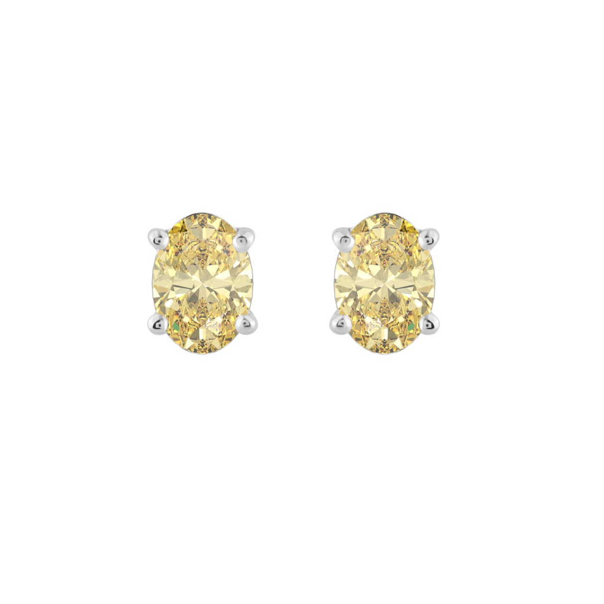 14K WHITE GOLD 1.00CT YELLOW OVAL DIAMOND LADIES E...