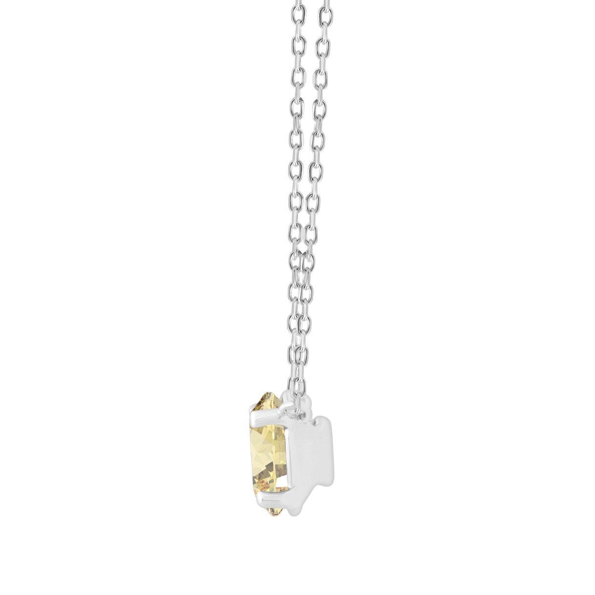 14K WHITE GOLD 1.00CT YELLOW OVAL DIAMOND LADIES PENDANT