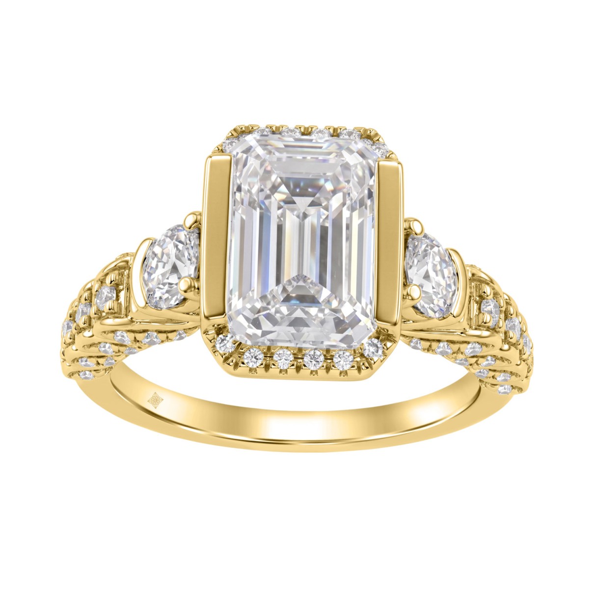 14K Yellow Gold 4.00 Ct Round & Emerald Cut Diamon...