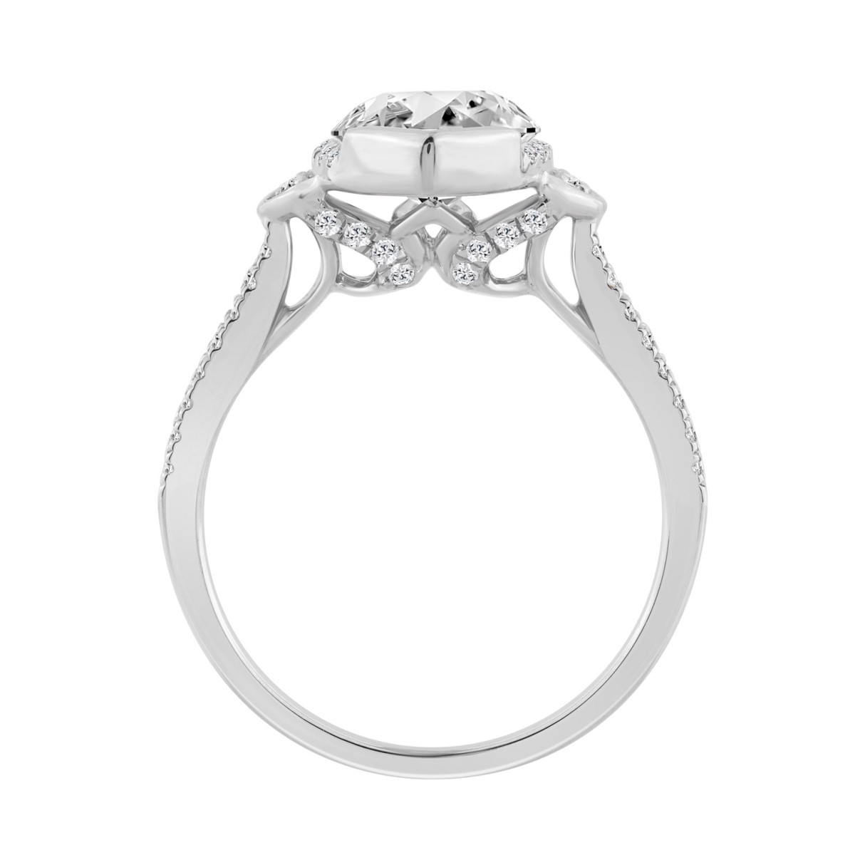 14K WHITE GOLD 3 1/3CT ROUND/MARQUISE DIAMOND LADIES RING (CENTER STONE MARQUISE DIAMOND 3CT)