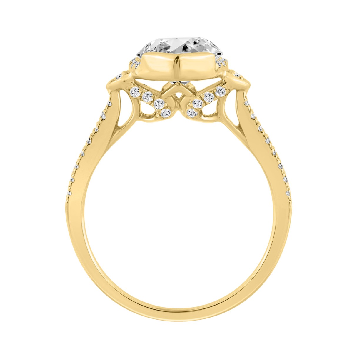 14K YELLOW GOLD 3 1/3CT ROUND/MARQUISE DIAMOND LADIES RING (CENTER STONE MARQUISE DIAMOND 3CT)
