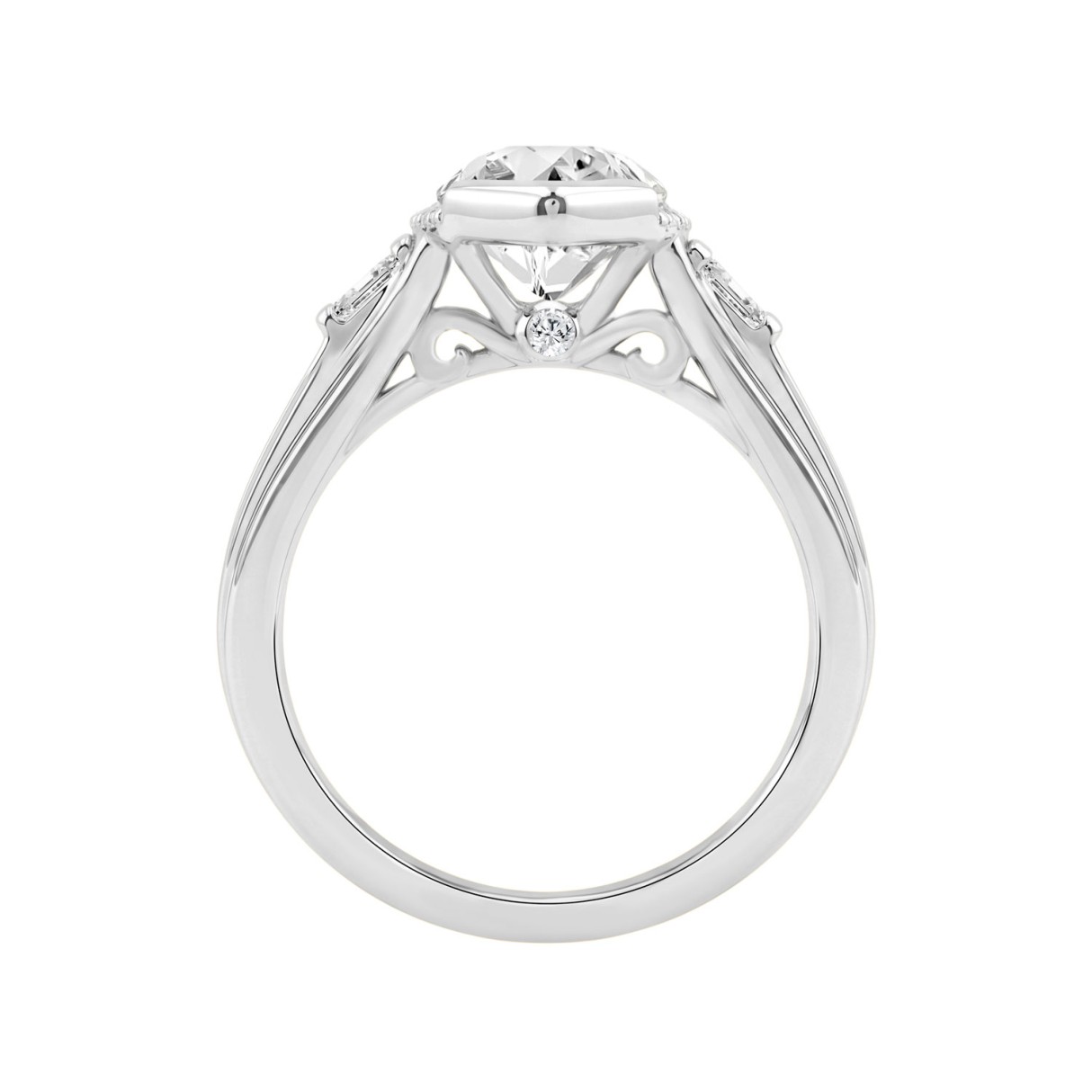 Elegant 14K White Gold Diamond Engagement Ring Featuring 3 1/2Ct Round, Marquise & Baguette Diamonds With Sparkling Side Stones. Perfect For Weddings, Proposals & Anniversaries.3.00Ct Marquise Center Stone (Color F-G -Clarity Vs1/Vs2)