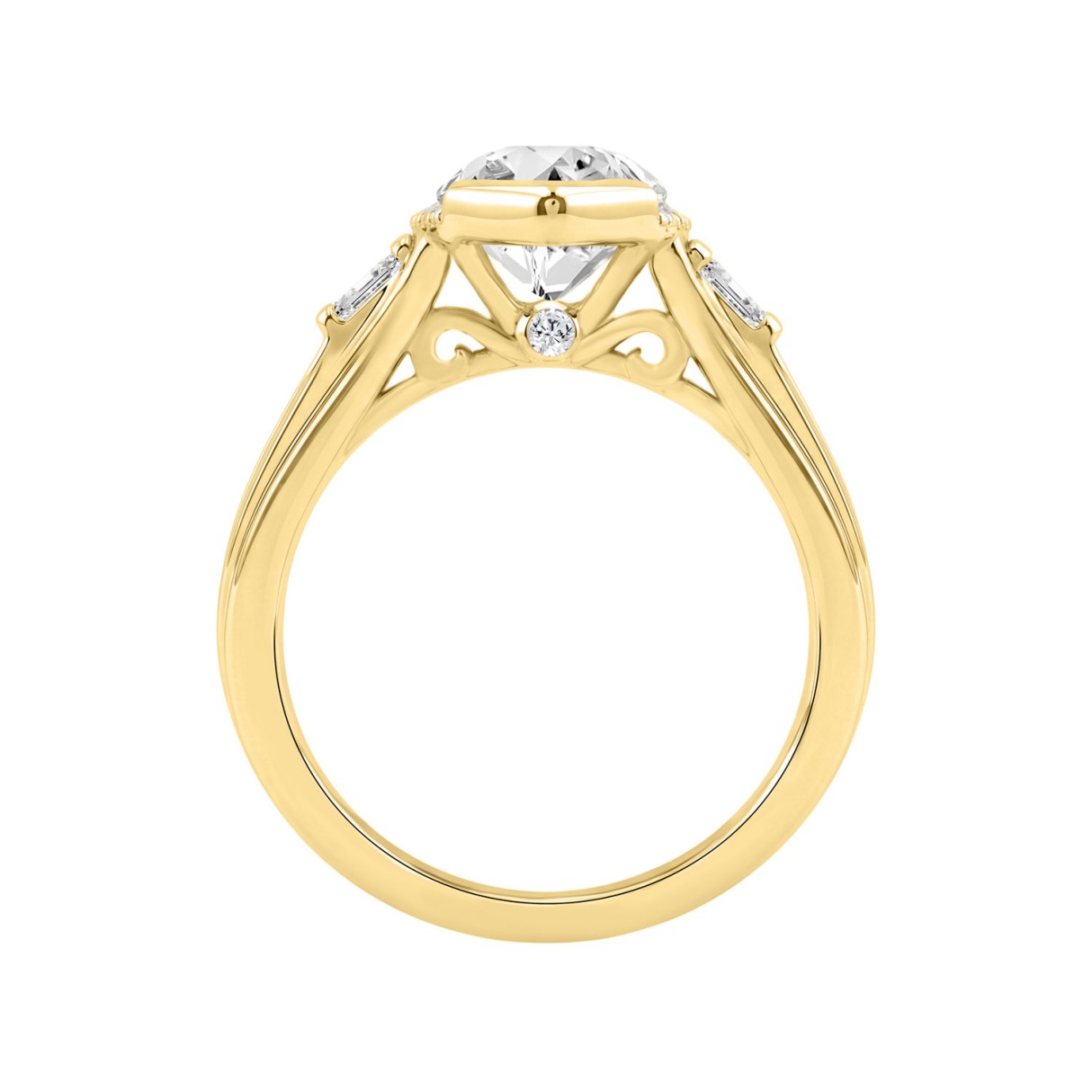 Elegant 14K Yellow Gold Diamond Engagement Ring Featuring 3 1/2Ct Round, Marquise & Baguette Diamonds With Sparkling Side Stones. Perfect For Weddings, Proposals & Anniversaries.3.00Ct Marquise Center Stone (Color F-G -Clarity Vs1/Vs2)