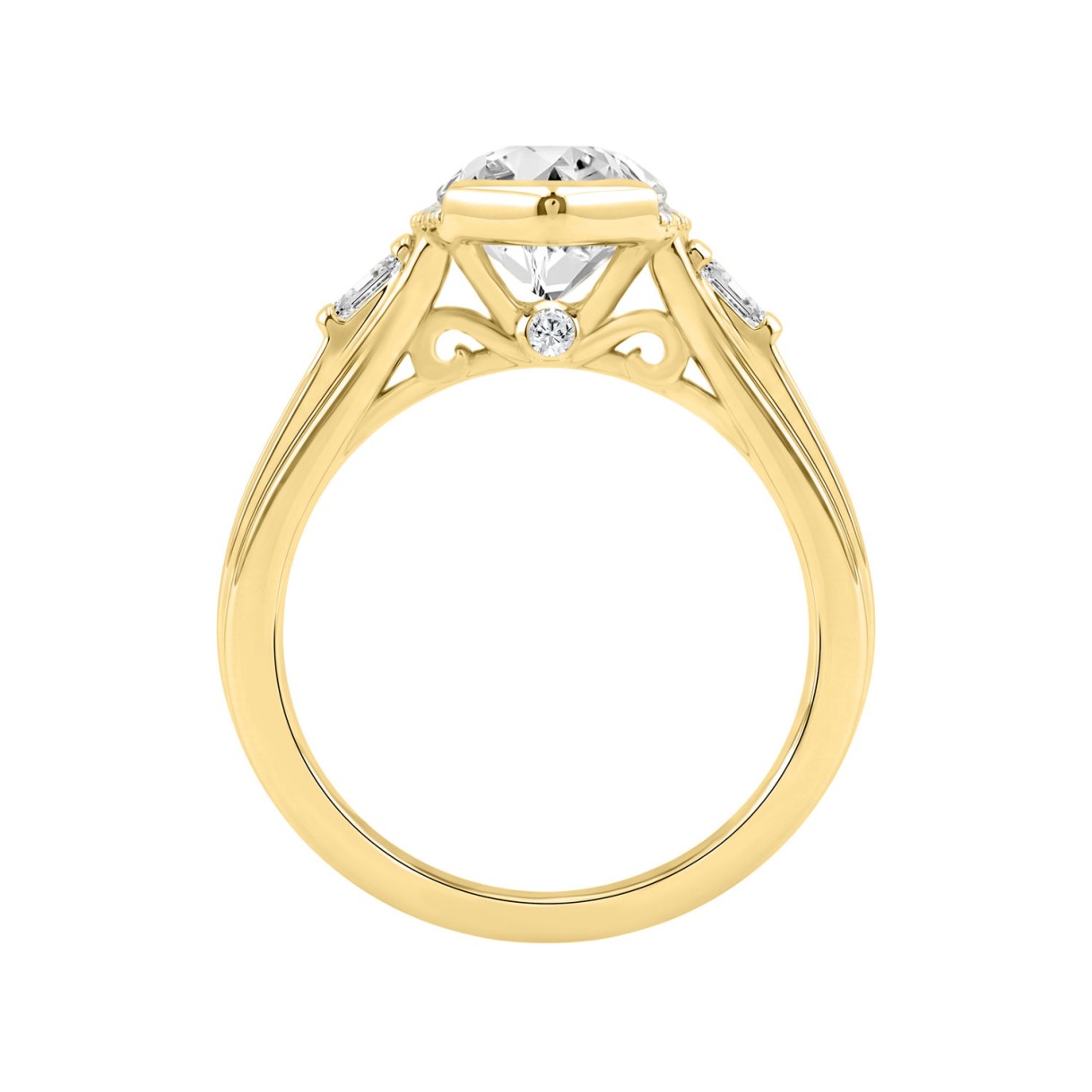 Elegant 14K Yellow Gold Diamond Engagement Ring Featuring 3 1/2Ct Round, Marquise & Baguette Diamonds With Sparkling Side Stones. Perfect For Weddings, Proposals & Anniversaries.3.00Ct Marquise Center Stone (Color F-G -Clarity Vs1/Vs2)