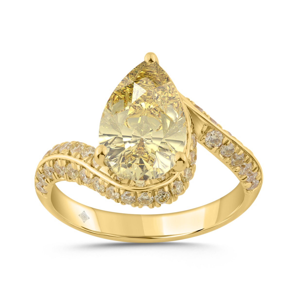 14K YELLOW GOLD 3 3/4CT ROUND/PEAR DIAMOND LADIES ...