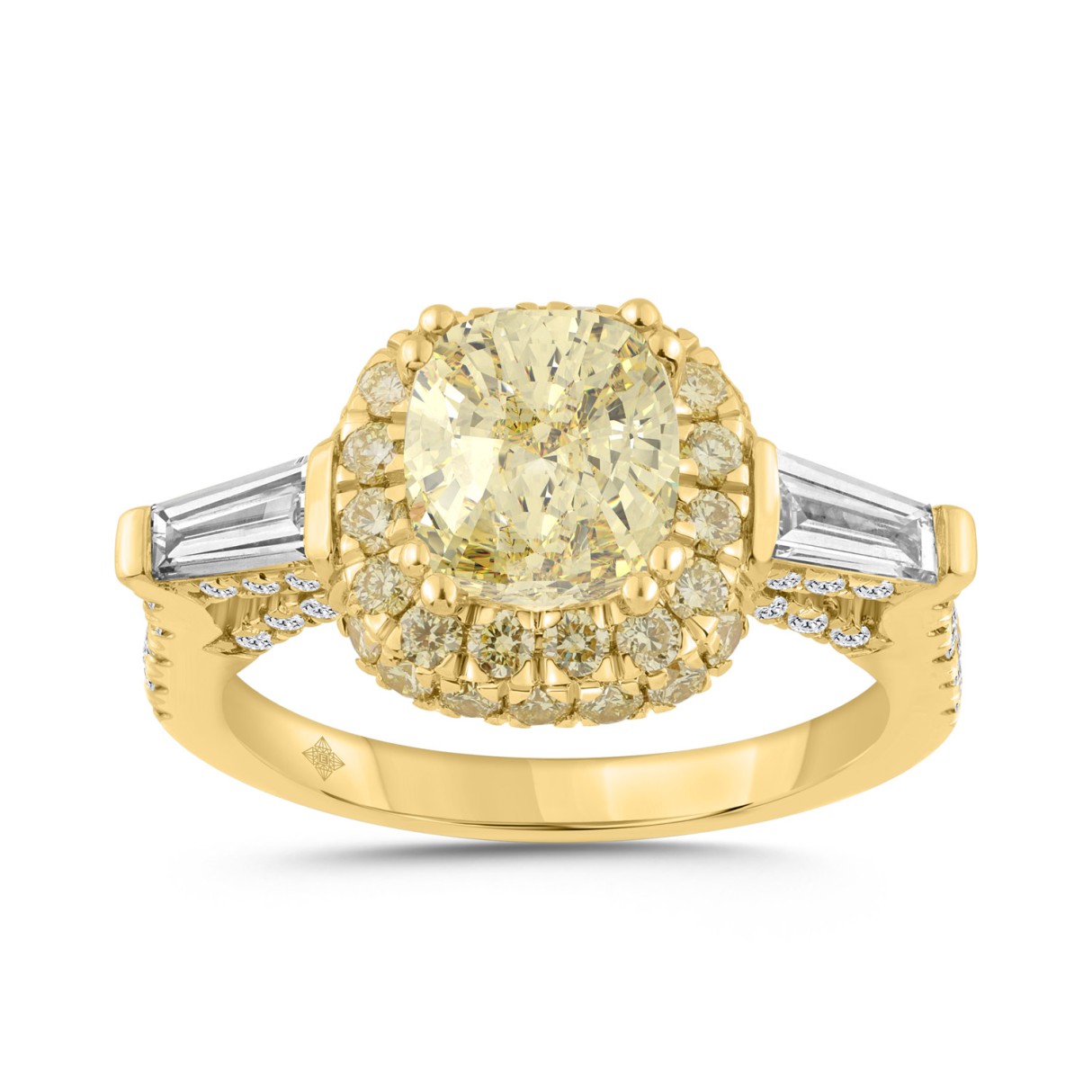 14K YELLOW GOLD 3 1/2CT ROUND/CUSHION/BAGUETTE DIA...