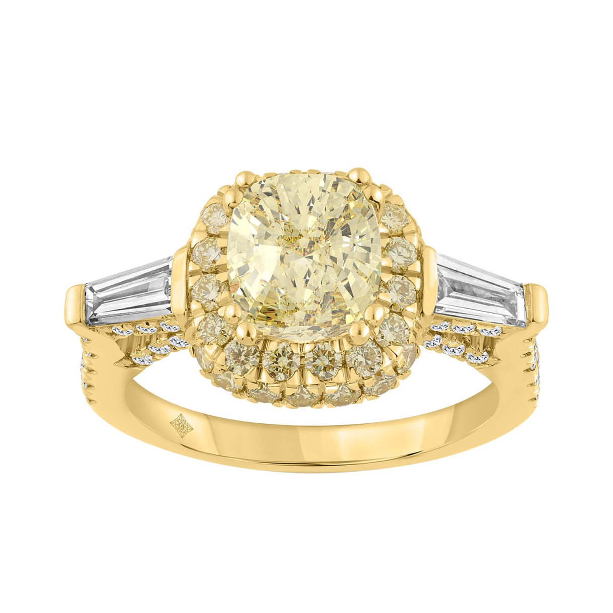 14K YELLOW GOLD 3 1/2CT ROUND/CUSHION/BAGUETTE DIA...