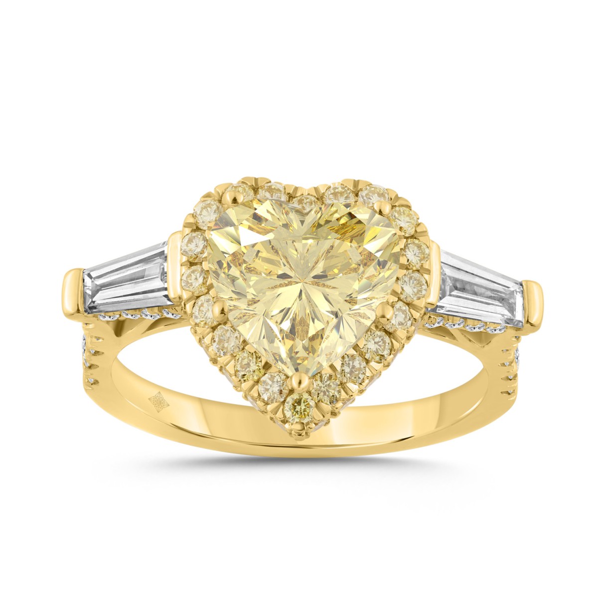 14K YELLOW GOLD 3 3/4CT ROUND/BAGUETTE/HEART DIAMO...
