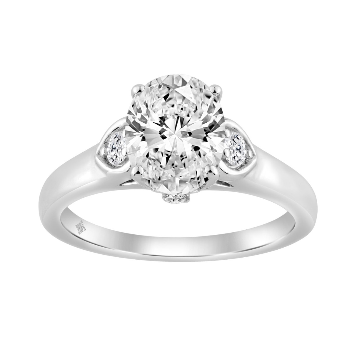 14K WHITE GOLD 1 1/2CT OVAL/ROUND DIAMOND LADIES R...