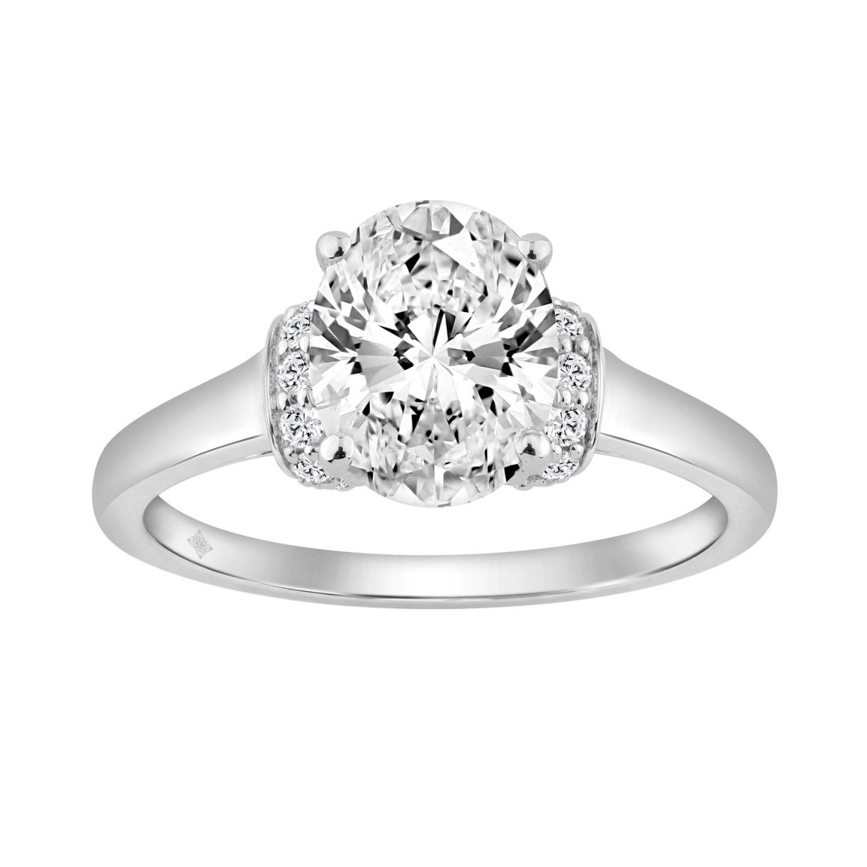 14K WHITE GOLD 1 1/2CT OVAL/ROUND DIAMOND LADIES R...