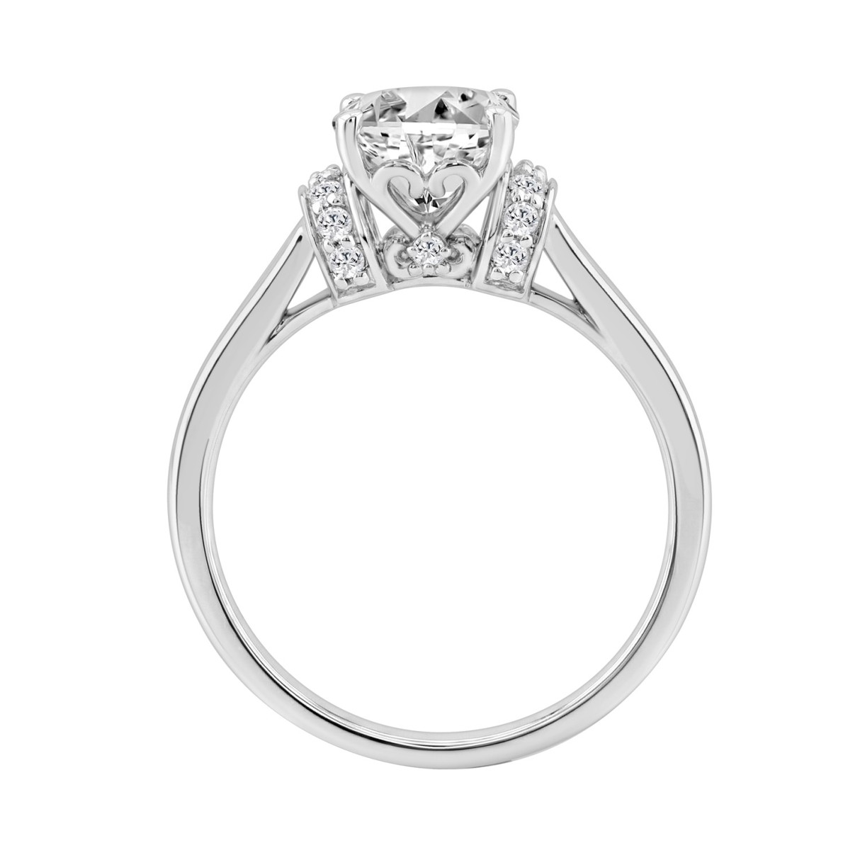 14K WHITE GOLD 1 1/2CT OVAL/ROUND DIAMOND LADIES RING