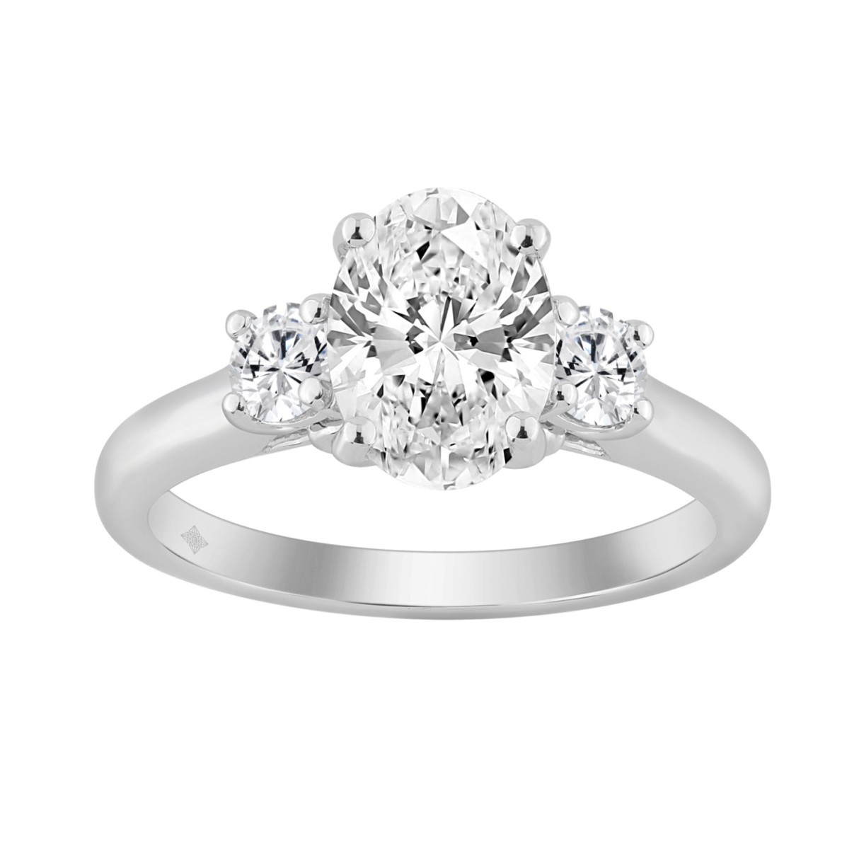 14K WHITE GOLD 1 3/4CT OVAL/ROUND DIAMOND LADIES RING