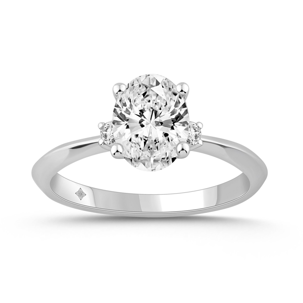 14K WHITE GOLD 1 1/2CT OVAL/ROUND DIAMOND LADIES R...