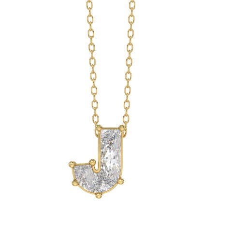 14K YELLOW GOLD 7/8CT FANCY CUT ALPHABET DIAMOND LADIES PENDANT WITH CHAIN