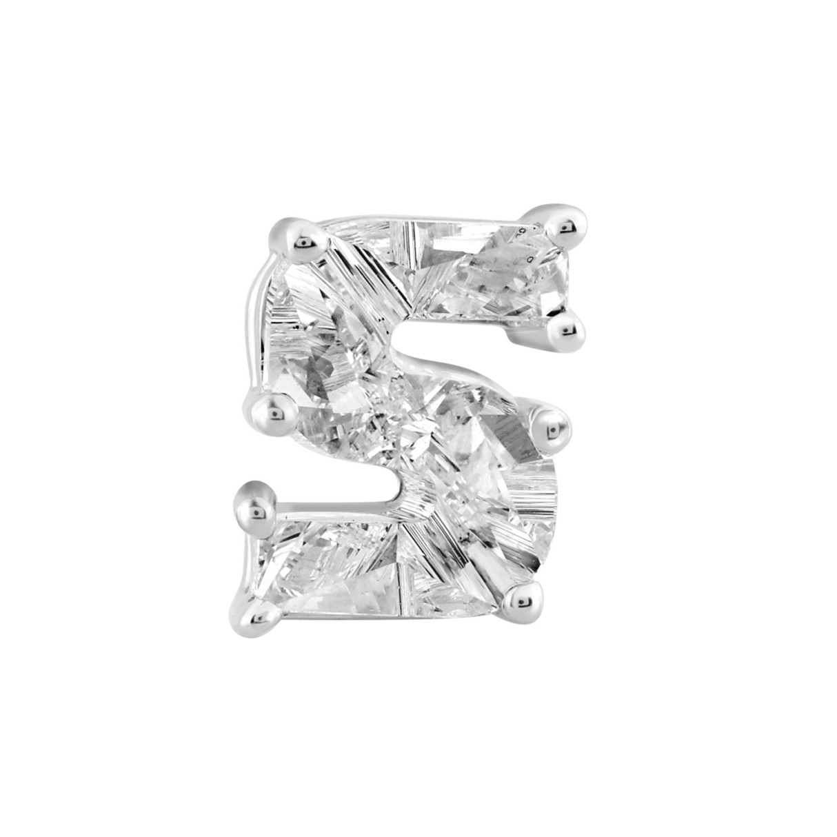 14K WHITE GOLD 1 3/4CT FANCY CUT ALPHABET DIAMOND MEN'S CHARM PENDANT