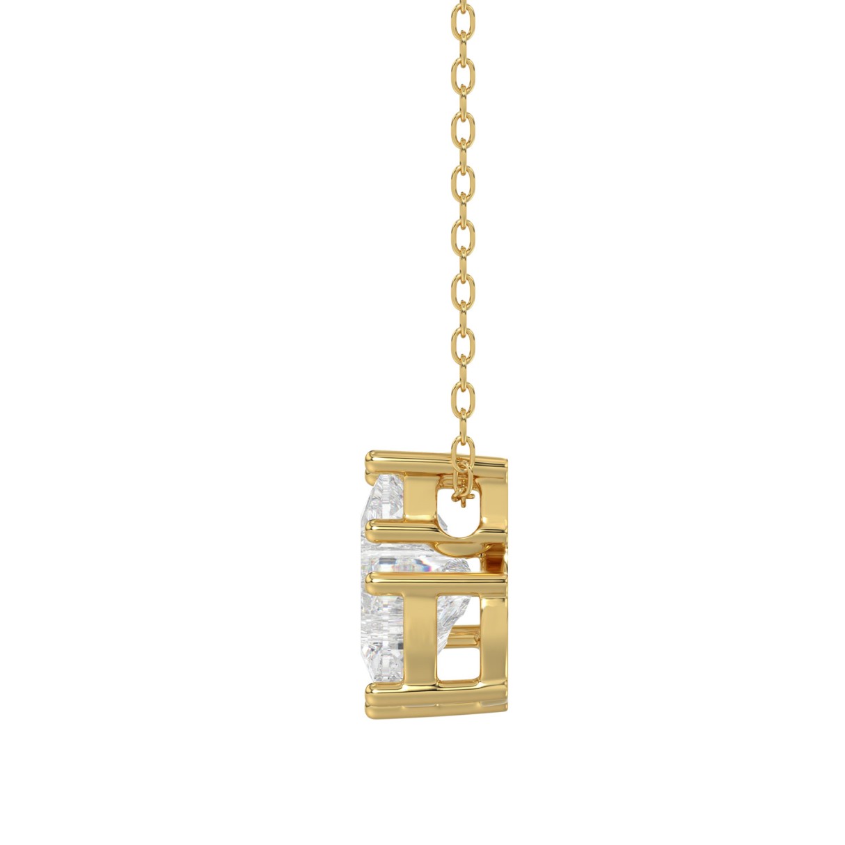 14K YELLOW GOLD 1 3/4CT FANCY CUT ALPHABET DIAMOND LADIES PENDANT WITH CHAIN