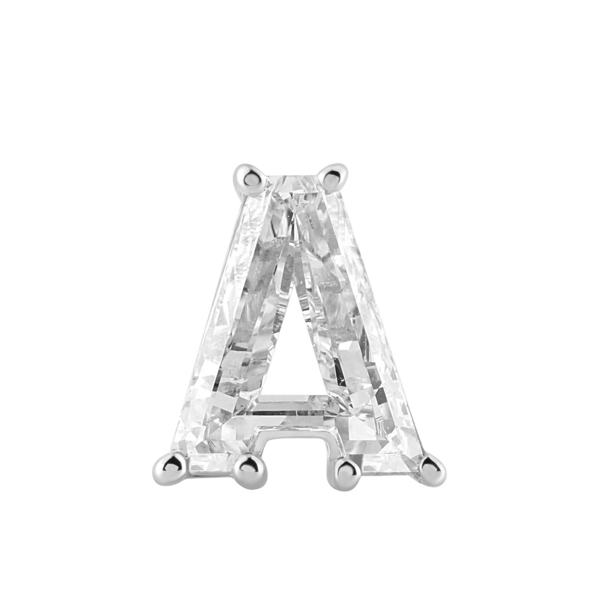 14K WHITE GOLD 1 5/8CT FANCY CUT ALPHABET DIAMOND MEN'S CHARM PENDANT