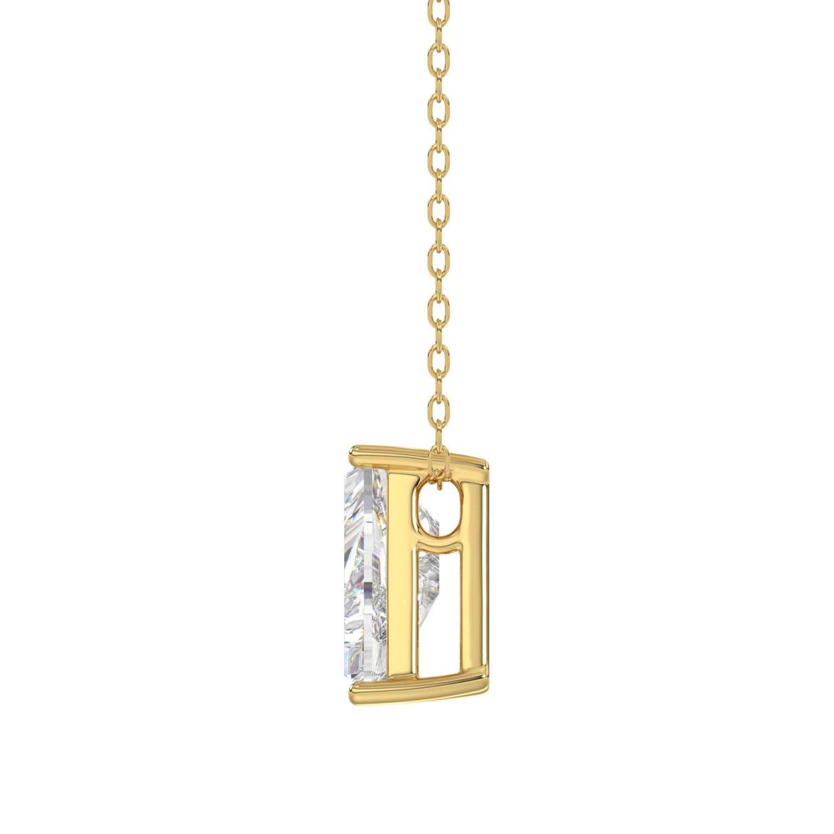 14K YELLOW GOLD 1 5/8CT FANCY CUT ALPHABET DIAMOND LADIES PENDANT WITH CHAIN