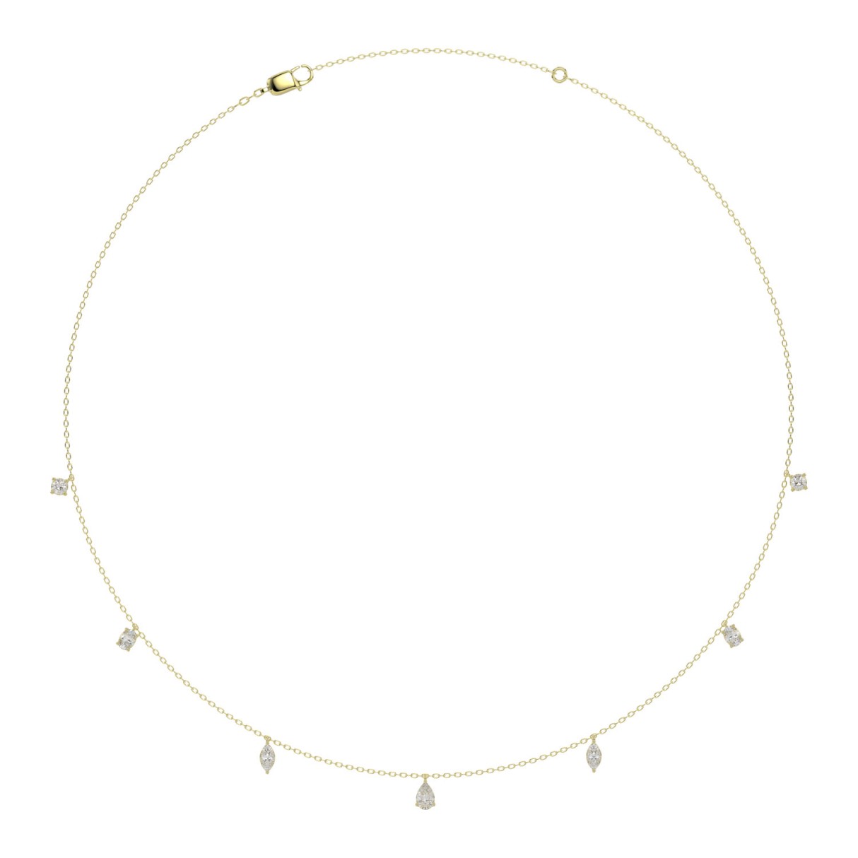 10K YELLOW GOLD 1.00CT ROUND/PEAR/MARQUISE/OVAL DIAMOND LADIES NECKLACE