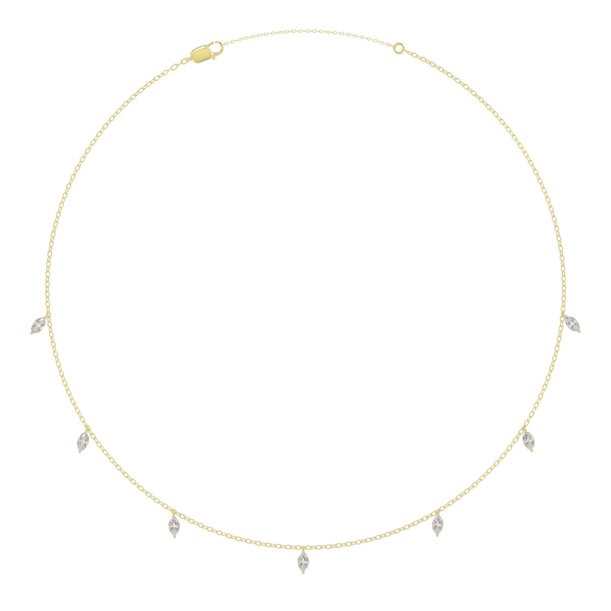 10K YELLOW GOLD 1.00CT MARQUISE DIAMOND LADIES NECKLACE