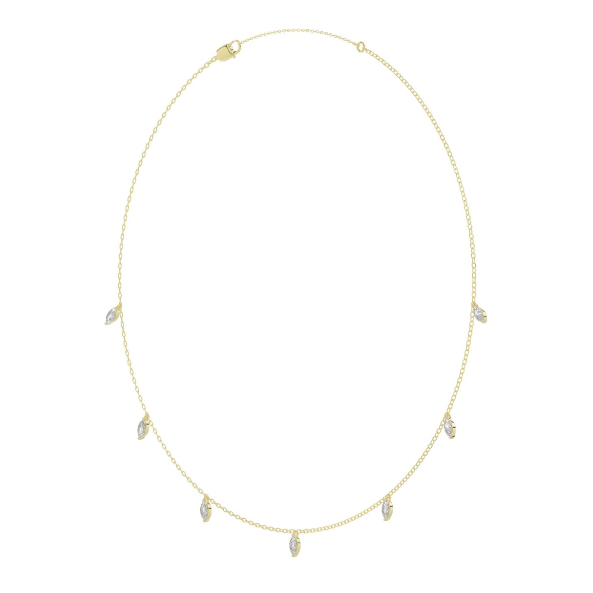 10K YELLOW GOLD 1.00CT MARQUISE DIAMOND LADIES NECKLACE