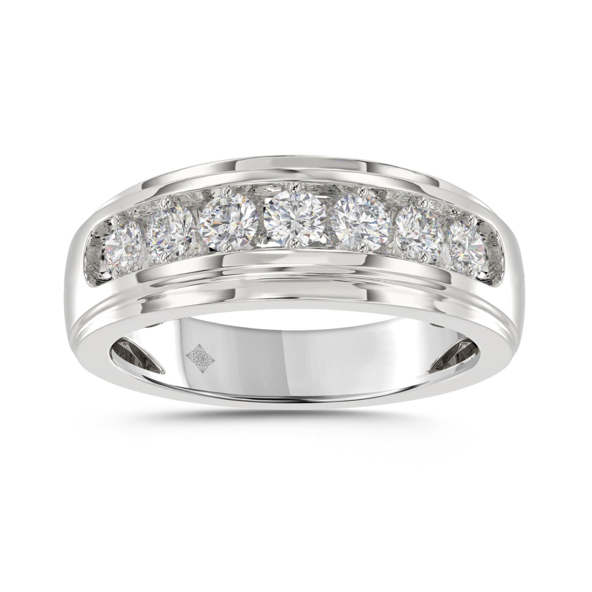 14K WHITE GOLD 1.00CT ROUND DIAMOND MEN'S RING...