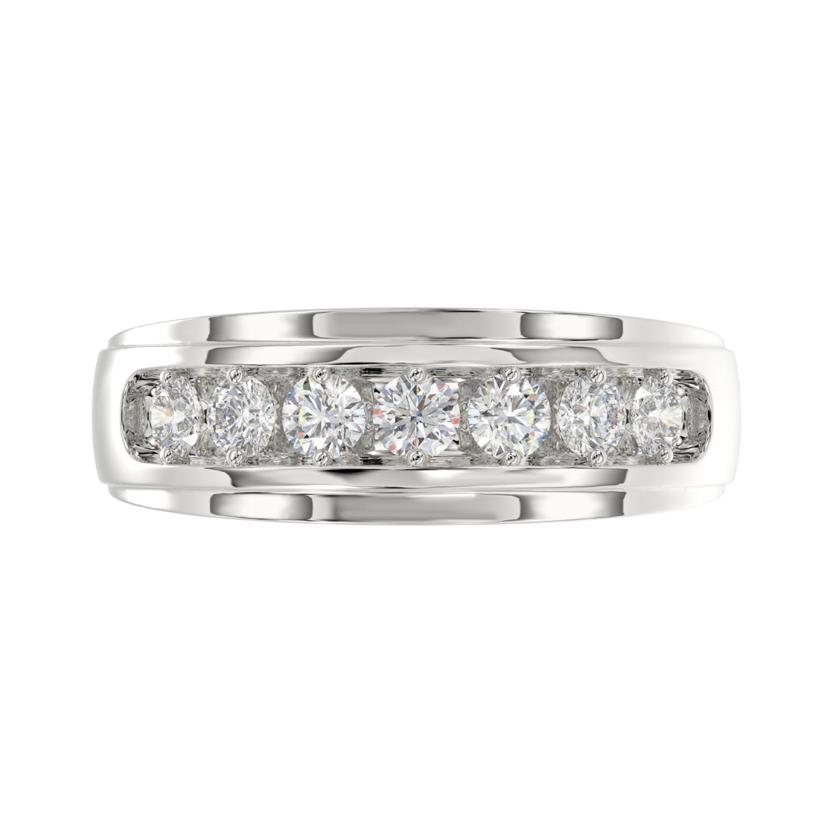14K WHITE GOLD 1.00CT ROUND DIAMOND MEN'S RING