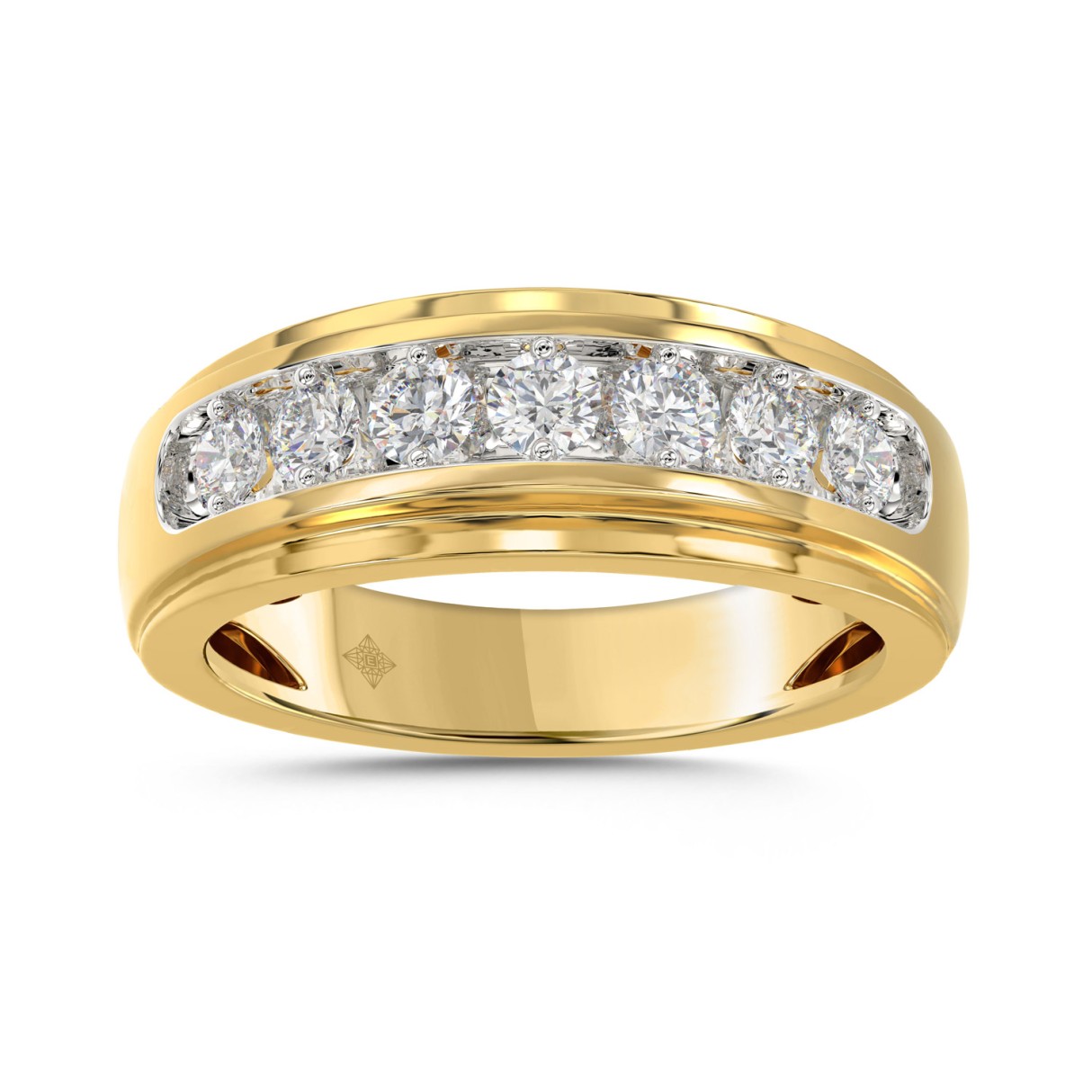 14K YELLOW GOLD 1.00CT ROUND DIAMOND MEN'S RING...
