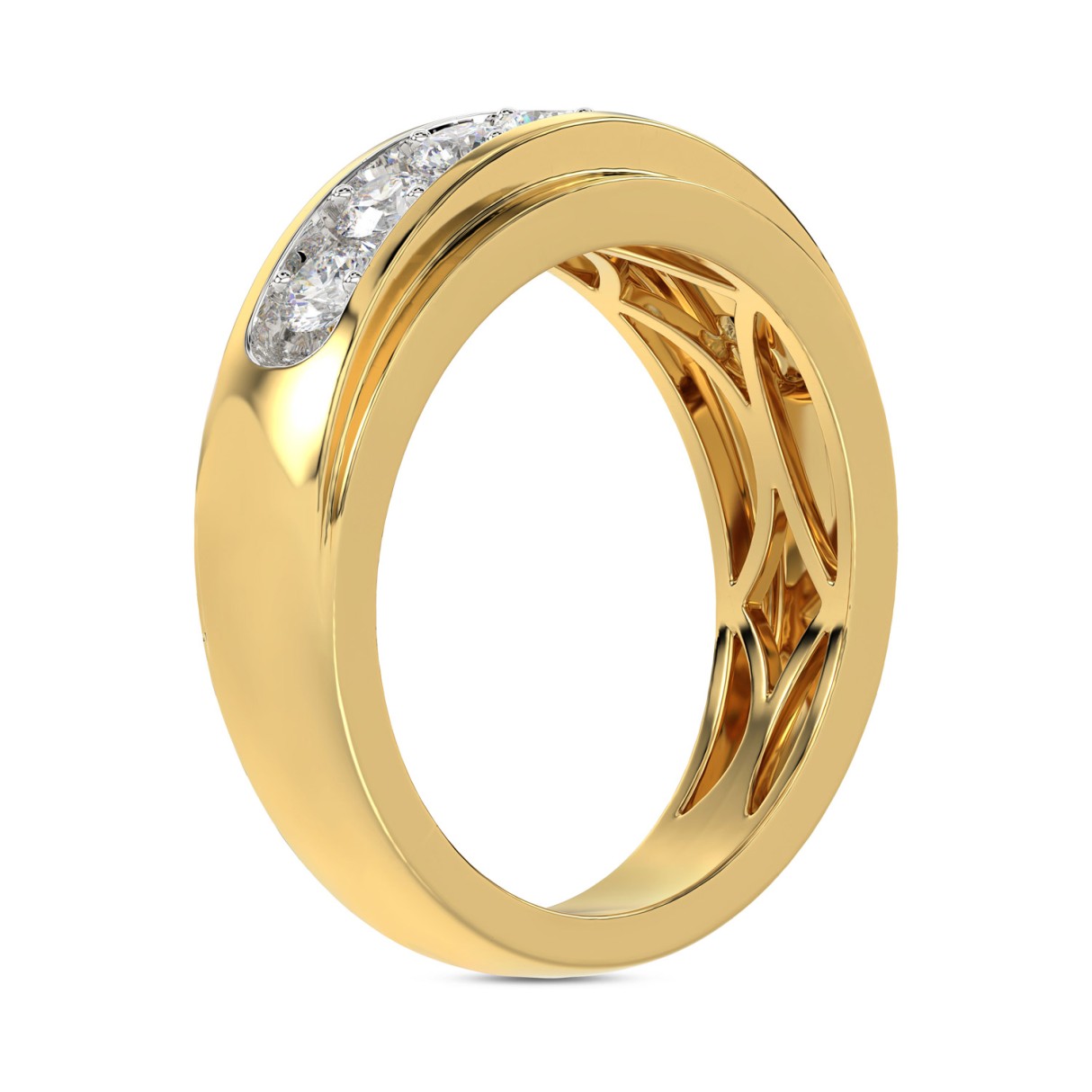 14K YELLOW GOLD 1.00CT ROUND DIAMOND MEN'S RING