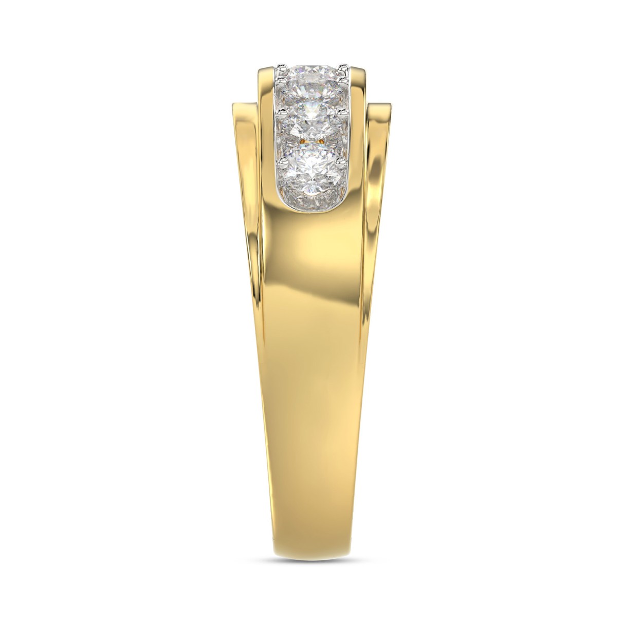 14K YELLOW GOLD 1.00CT ROUND DIAMOND MEN'S RING