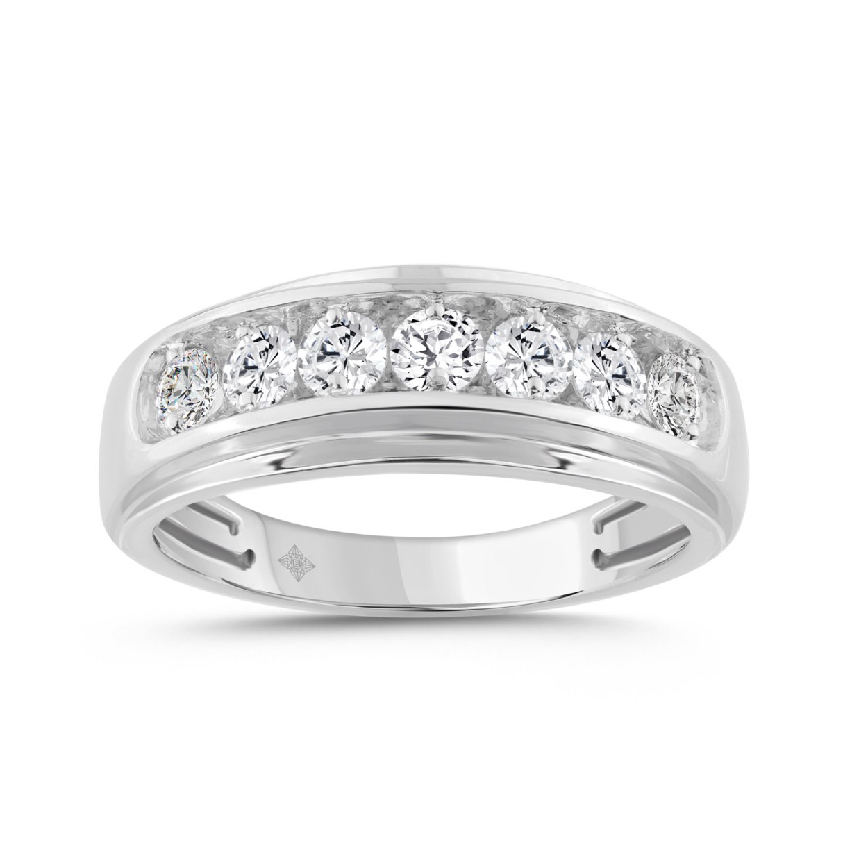 14K WHITE GOLD 1.00CT ROUND DIAMOND MEN'S RING...