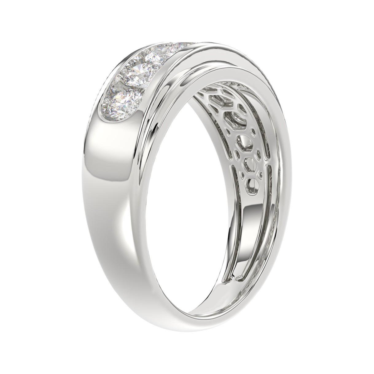 14K WHITE GOLD 1.00CT ROUND DIAMOND MEN'S BAND