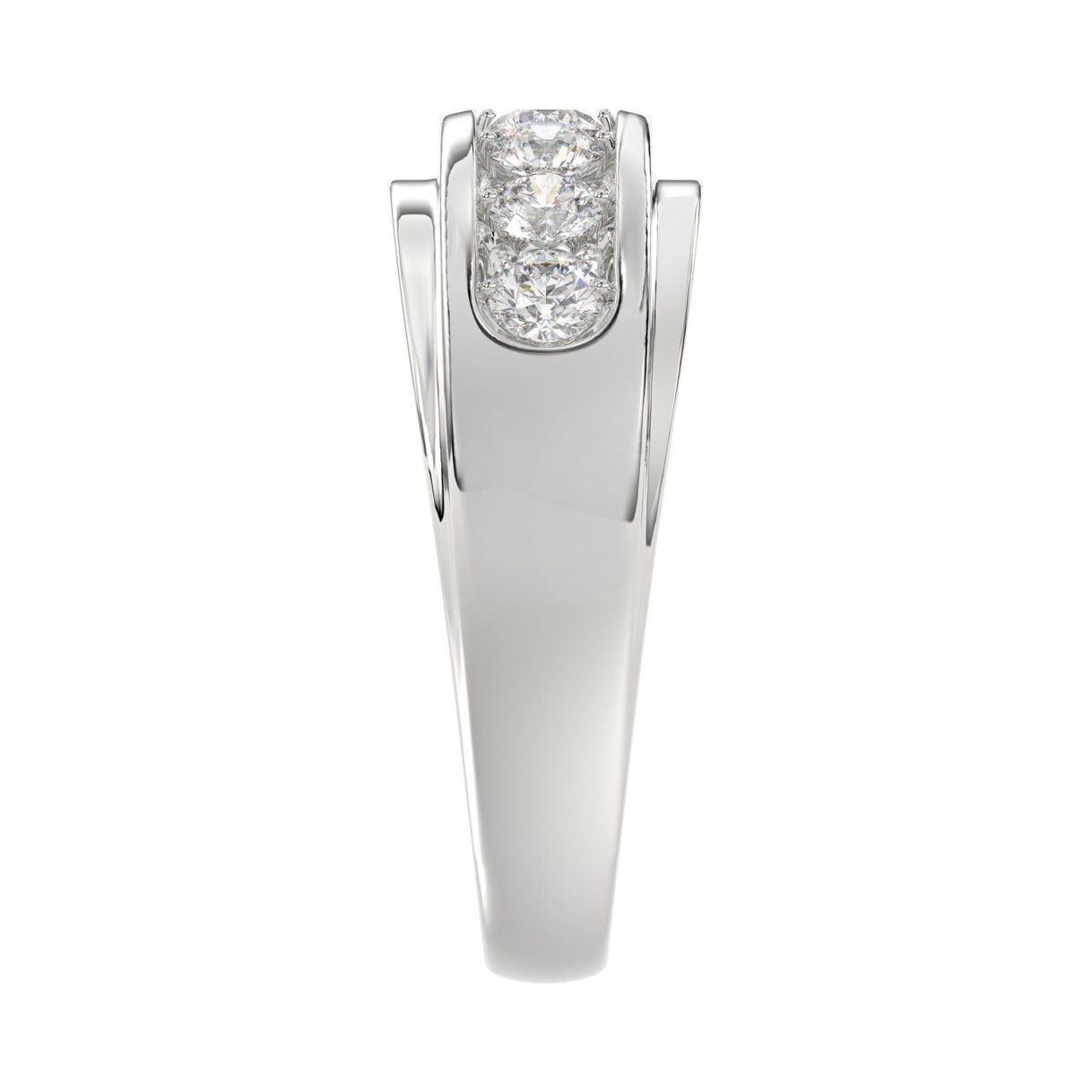 14K WHITE GOLD 1.00CT ROUND DIAMOND MEN'S BAND