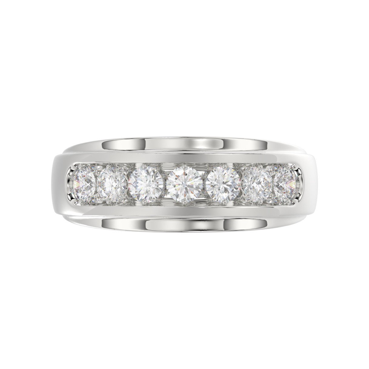 14K WHITE GOLD 1.00CT ROUND DIAMOND MEN'S BAND