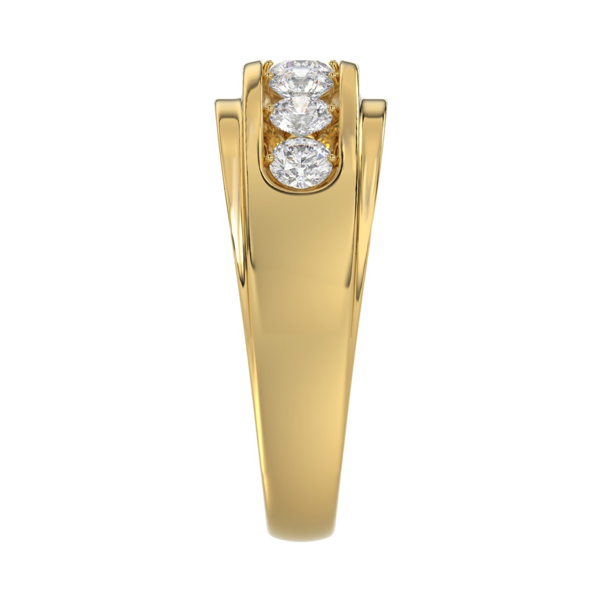 14K YELLOW GOLD 1.00CT ROUND DIAMOND MEN'S BAND