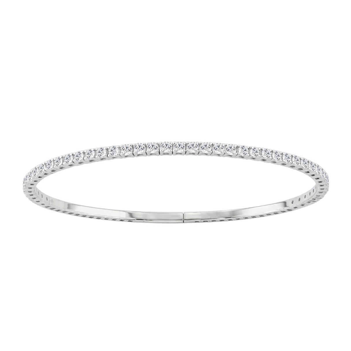 14K WHITE GOLD 2 1/3CT ROUND DIAMOND HALF SETTING FLEXIBLE BANGLE