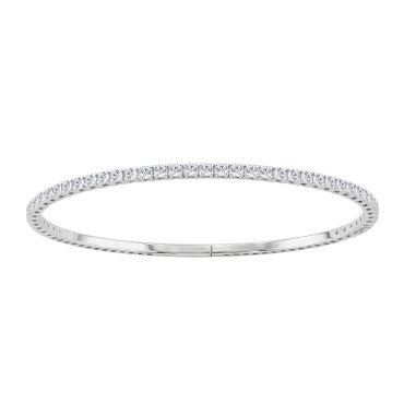 14K WHITE GOLD 2 1/3CT ROUND DIAMOND HALF SETTING FLEXIBLE BANGLE