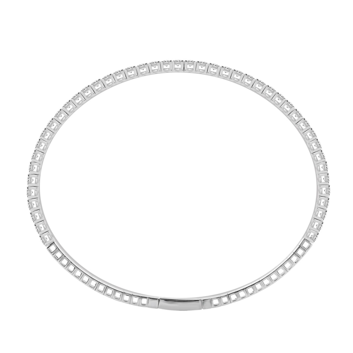 14K WHITE GOLD 2 1/3CT ROUND DIAMOND HALF SETTING FLEXIBLE BANGLE