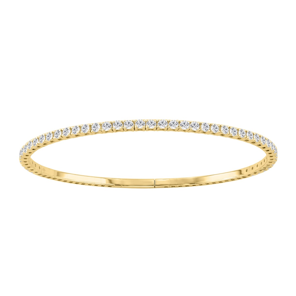 14K YELLOW GOLD 2 1/3CT ROUND DIAMOND HALF SETTING FLEXIBLE BANGLE