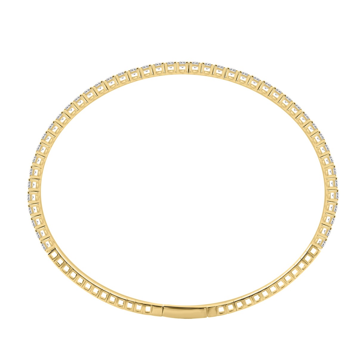 14K YELLOW GOLD 2 1/3CT ROUND DIAMOND HALF SETTING FLEXIBLE BANGLE