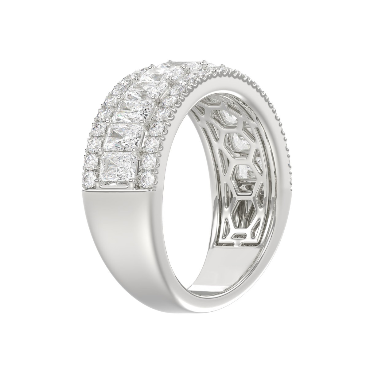 Ladies 14K White Gold Ladies Band 2 1/4CT Featuring Round & Radiant Cut Diamonds