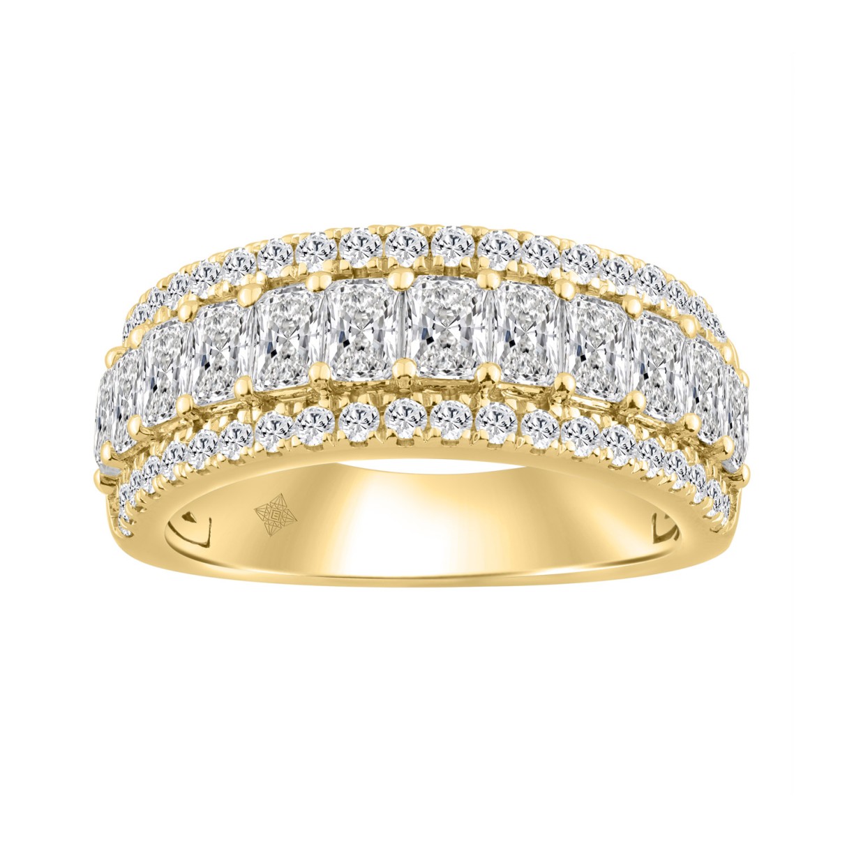 Ladies 14K Yellow Gold Ladies Band 2 1/4CT Featuring Round & Radiant Cut Diamonds