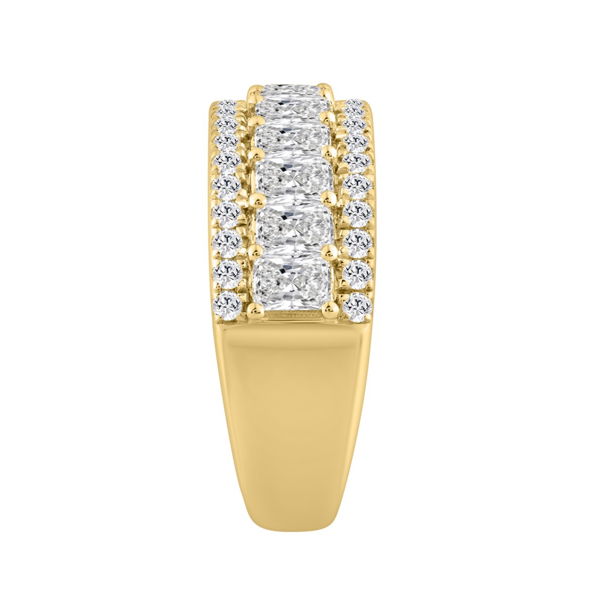 Ladies 14K Yellow Gold Ladies Band 2 1/4CT Featuring Round & Radiant Cut Diamonds