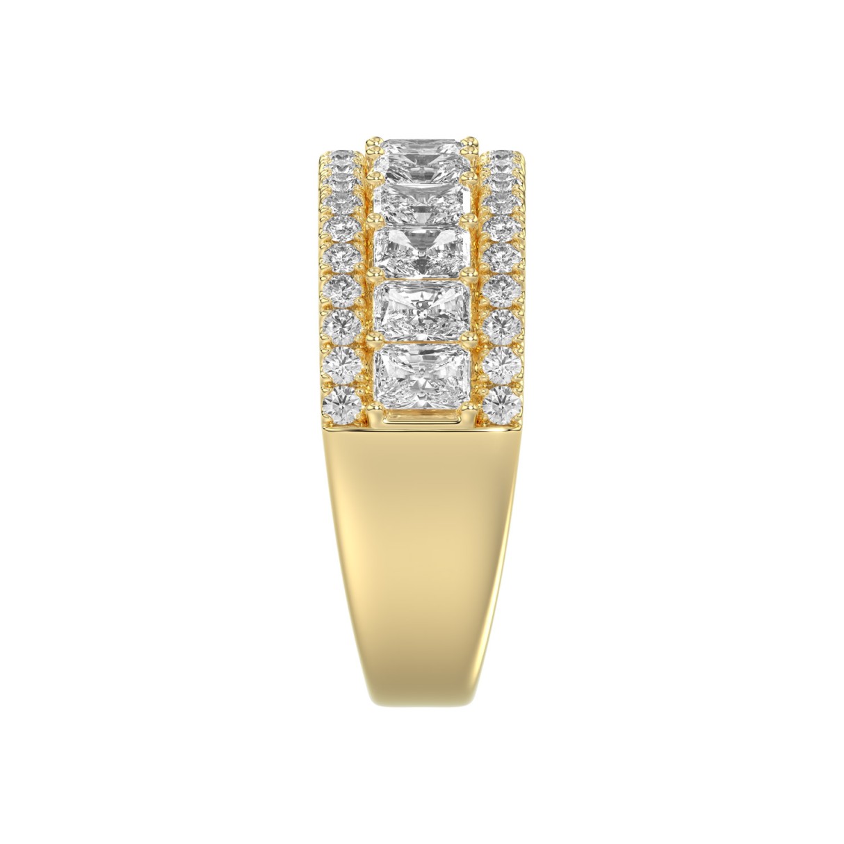 Ladies 14K Yellow Gold Ladies Band 2 1/4CT Featuring Round & Radiant Cut Diamonds