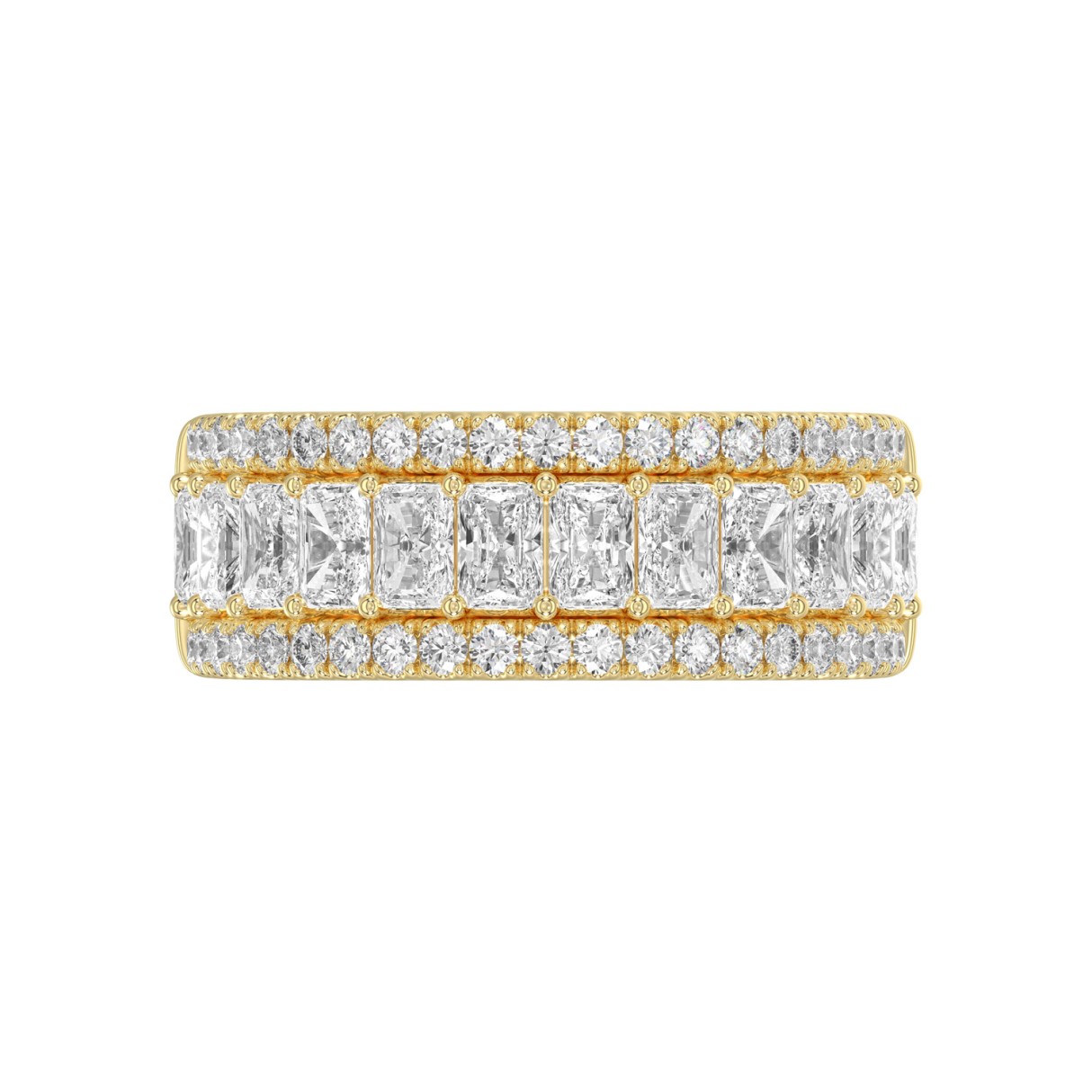 Ladies 14K Yellow Gold Ladies Band 2 1/4CT Featuring Round & Radiant Cut Diamonds