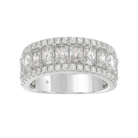 3.00 CT Fashion Band for Ladies Round & Radiant Cut Diamonds 14K White Gold Luxury Band (Color F-G -Clarity VS1/VS2)